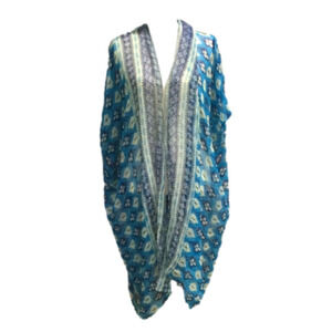 Nwt Anthropologie Subtle Luxury Blue Motif Kimono Wrap
